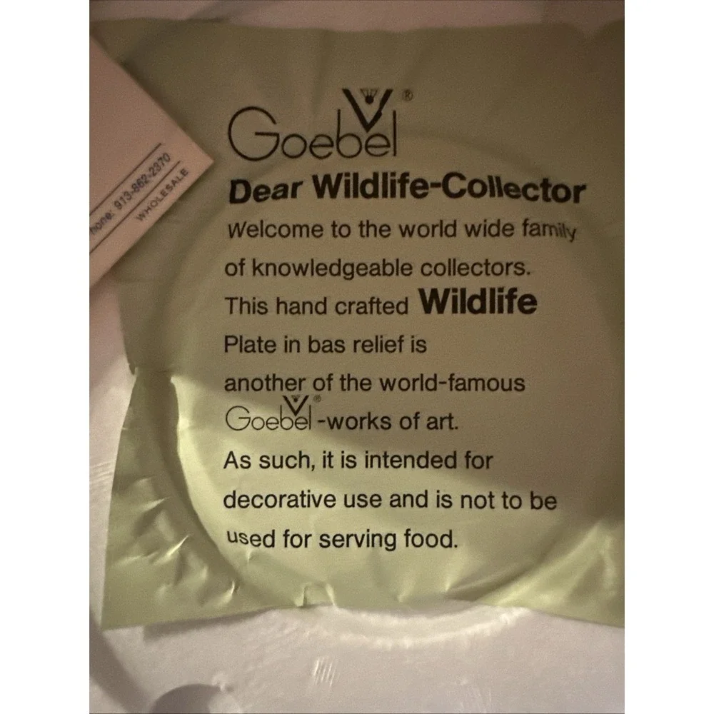 Goebel Wildlife Wall Plate Series Robin - Original‎ Box With Receipt